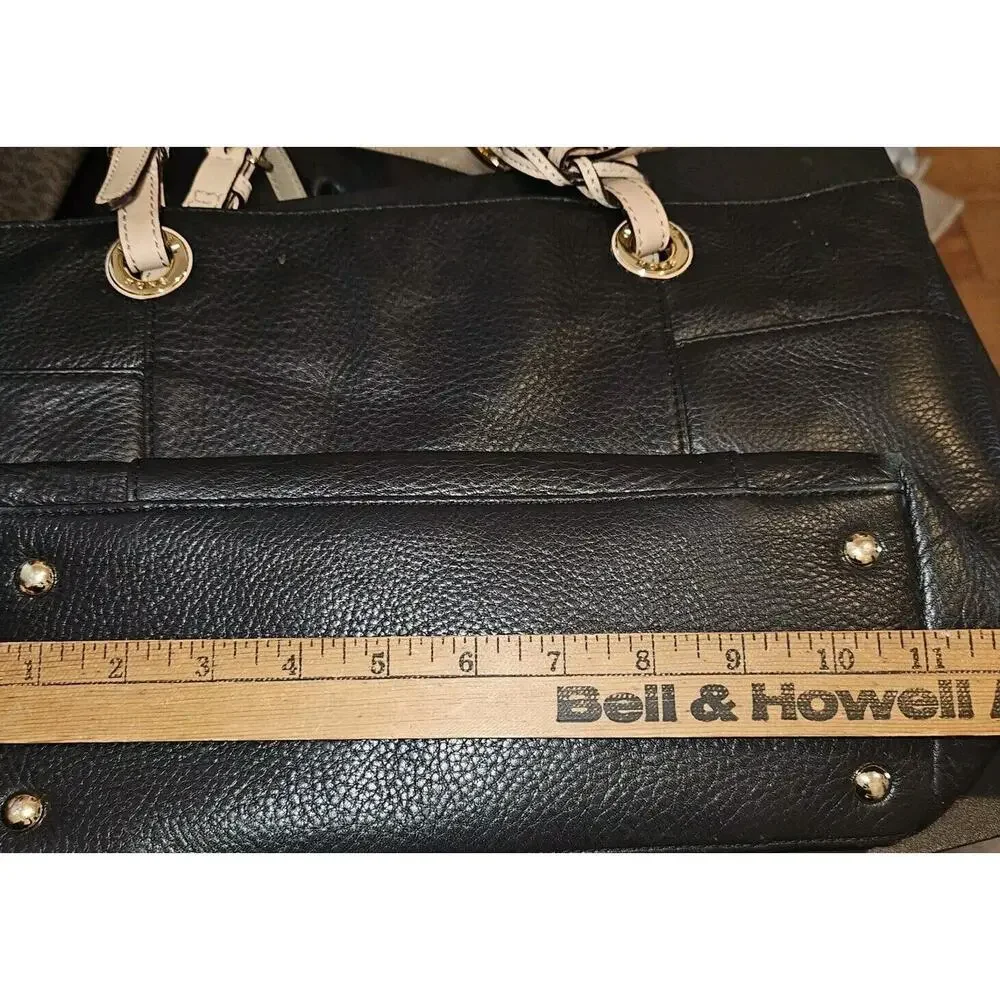 Michael Kors MK Handbag Jet Set Black Pebbled Leather Tote Bag Purse